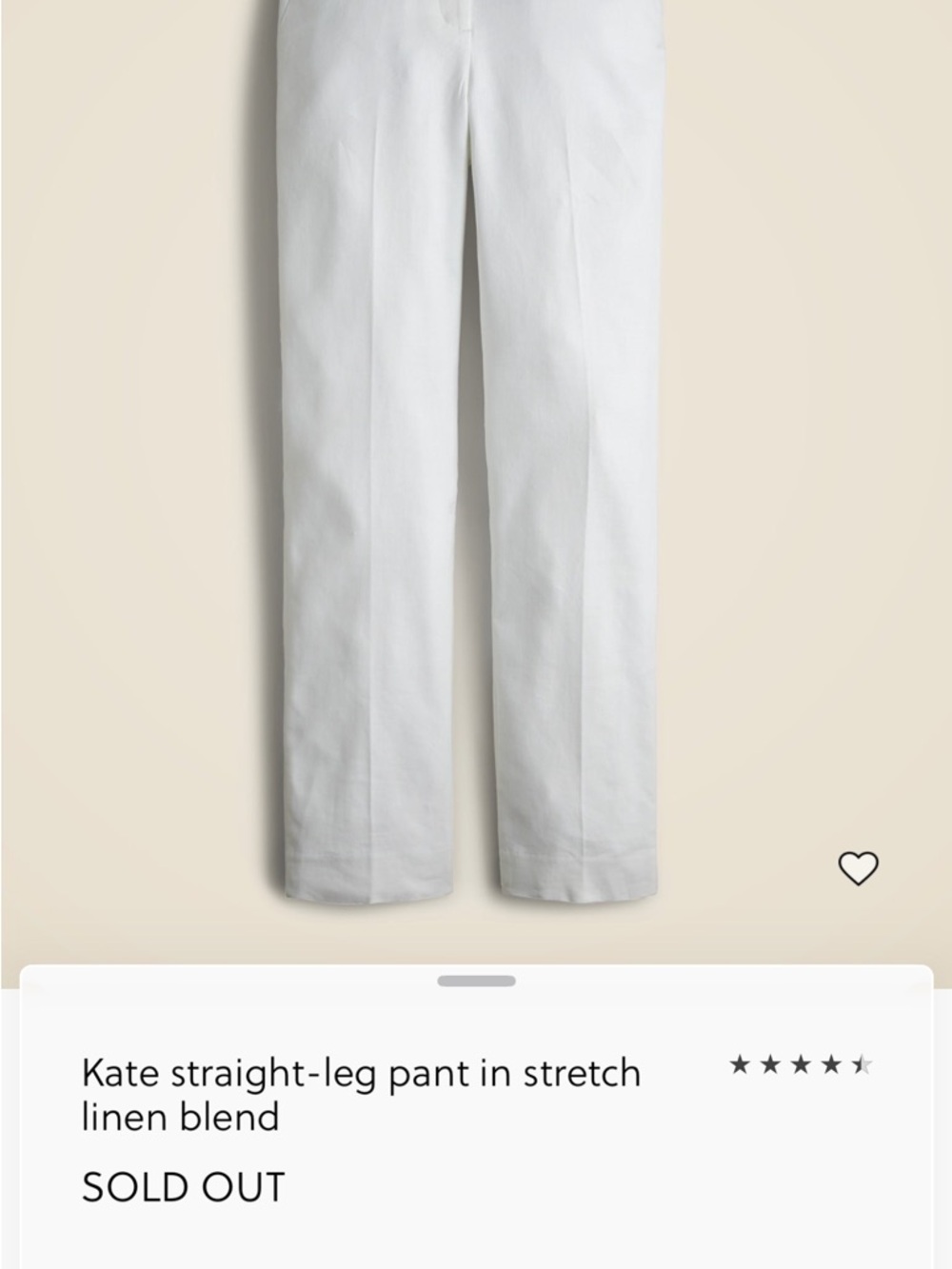 J. Crew Kate Straight-Leg Pants in White
